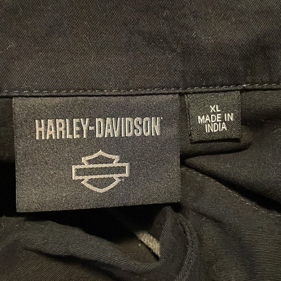 Harley Davidson Motorcycle Black Short Sleeve Button Up Size XL - Picture 6 of 9